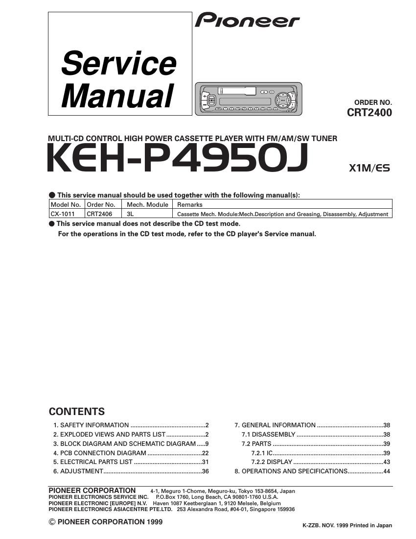 pioneer kehp 4950 j service manual