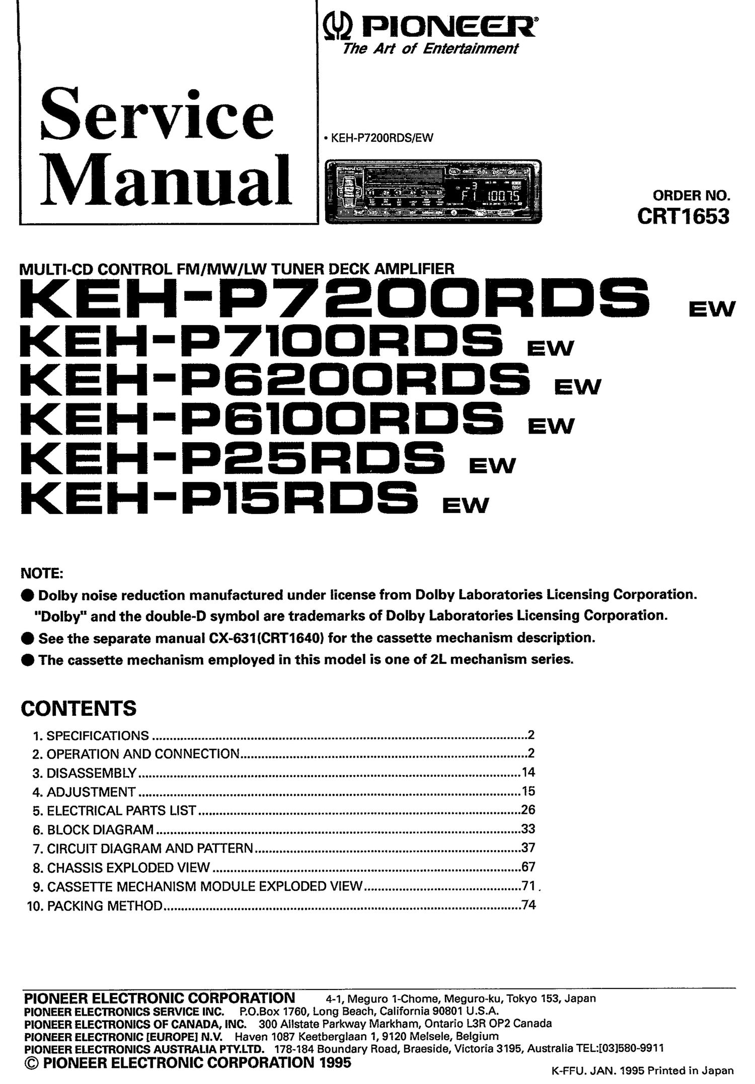 pioneer kehp 6100 rds service manual