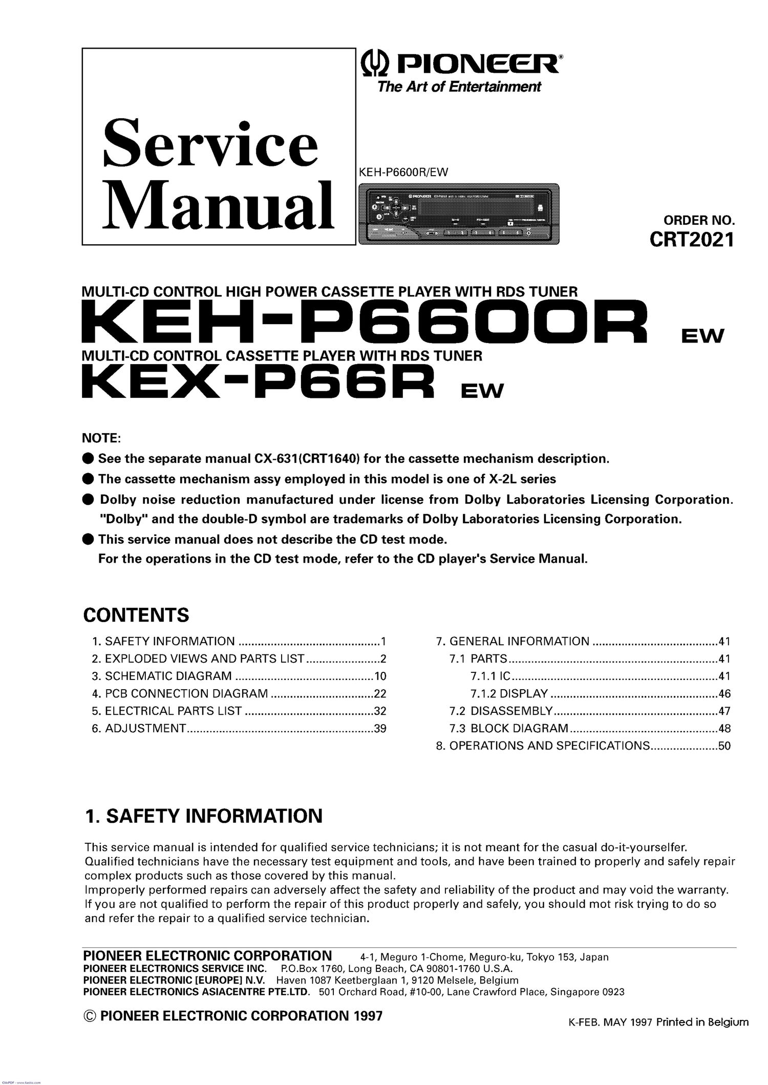 pioneer kehp 66 r service manual