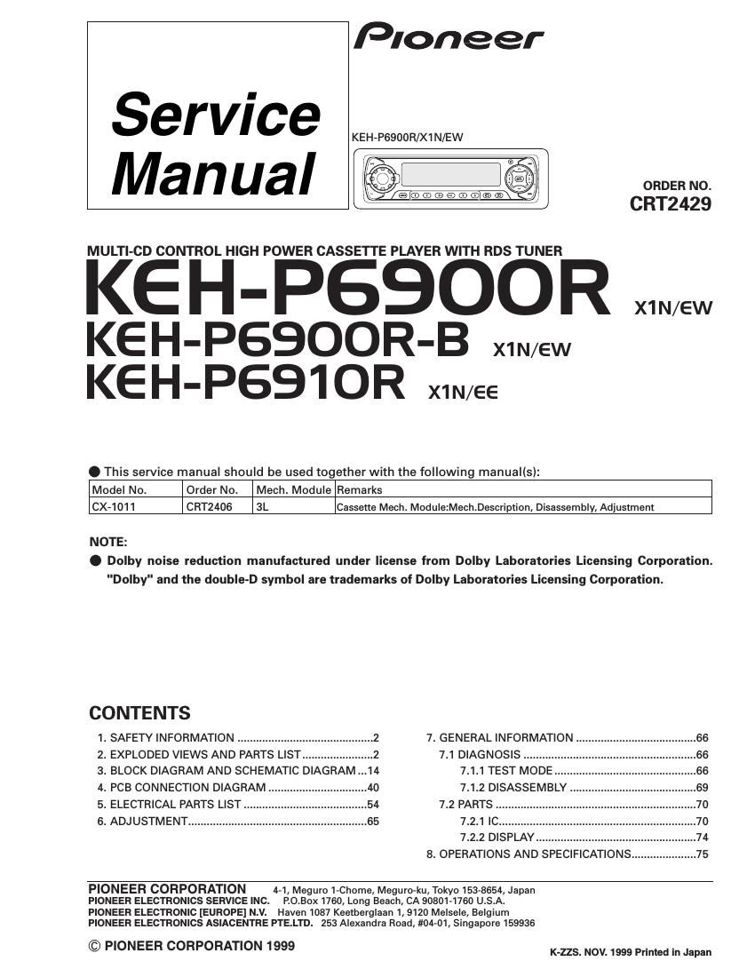 pioneer kehp 6900 r service manual