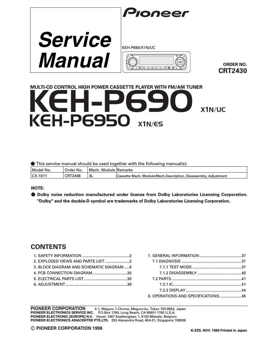 pioneer kehp 6950 service manual