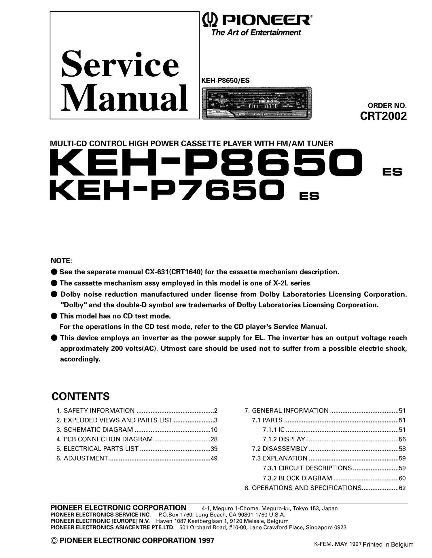 pioneer kehp 7650 service manual