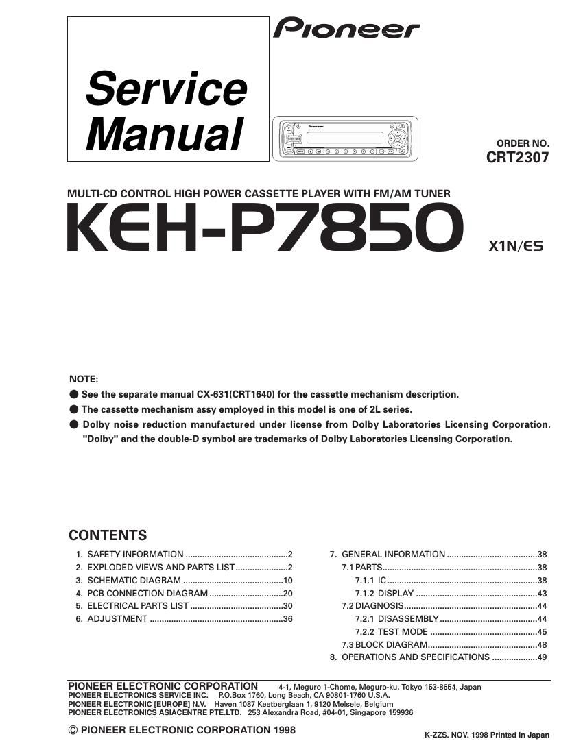 pioneer kehp 7850 service manual