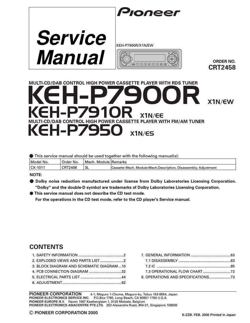 pioneer kehp 7900 r service manual