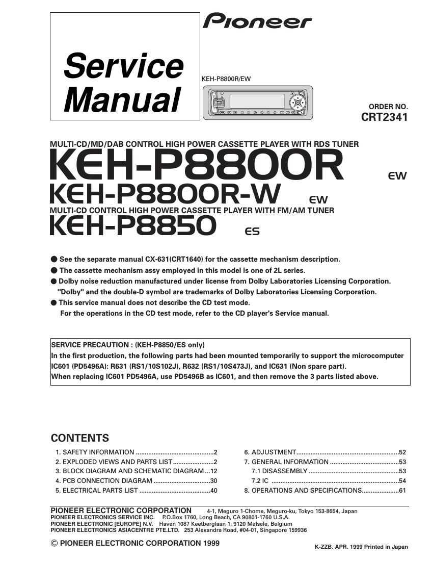 pioneer kehp 8800 r service manual
