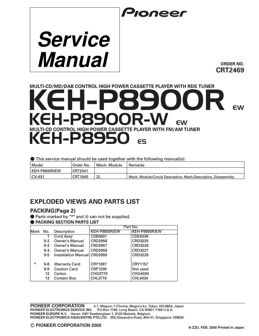 pioneer kehp 8900 rw schematic