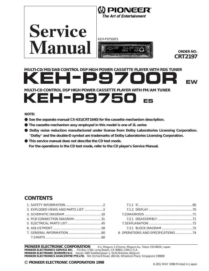 pioneer kehp 9700 r service manual