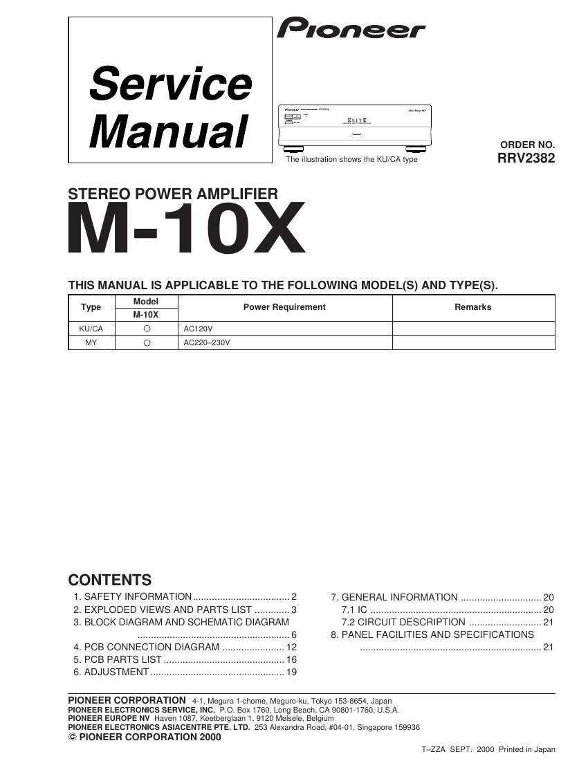 pioneer m 10 x service manual