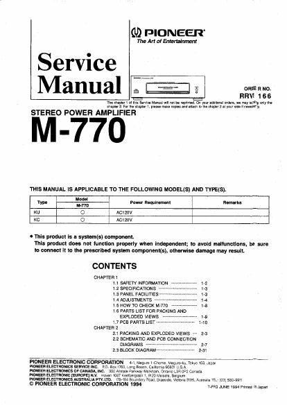 pioneer m 770 service manual