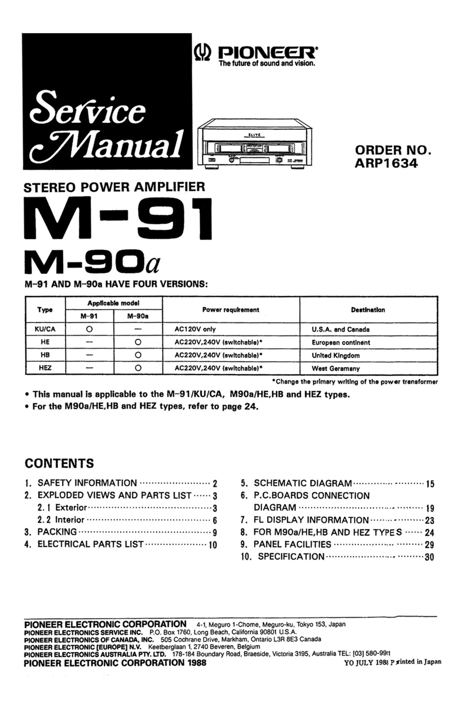 pioneer m 90 service manual