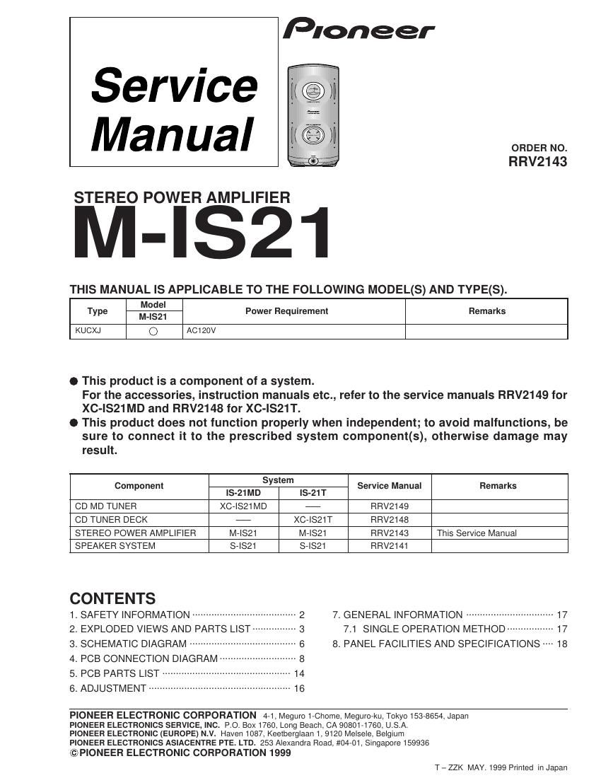 pioneer m is21 service manual
