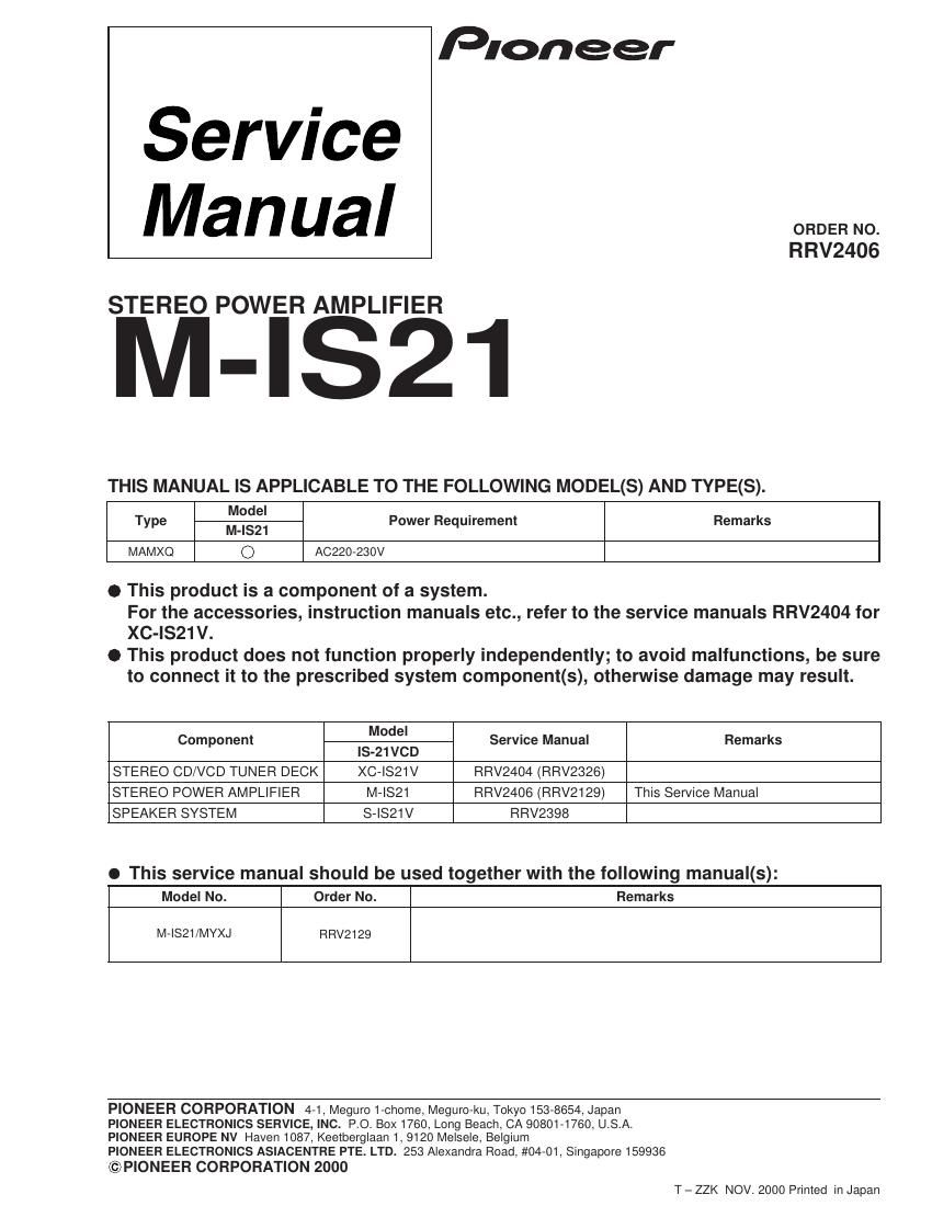 pioneer m is21 service manual 1