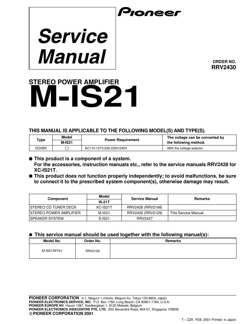 pioneer m is21 service manual 2