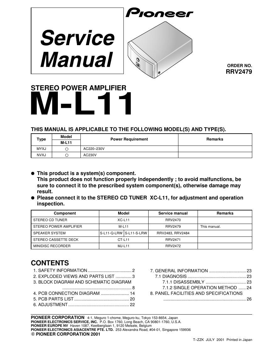 pioneer ml 11 service manual
