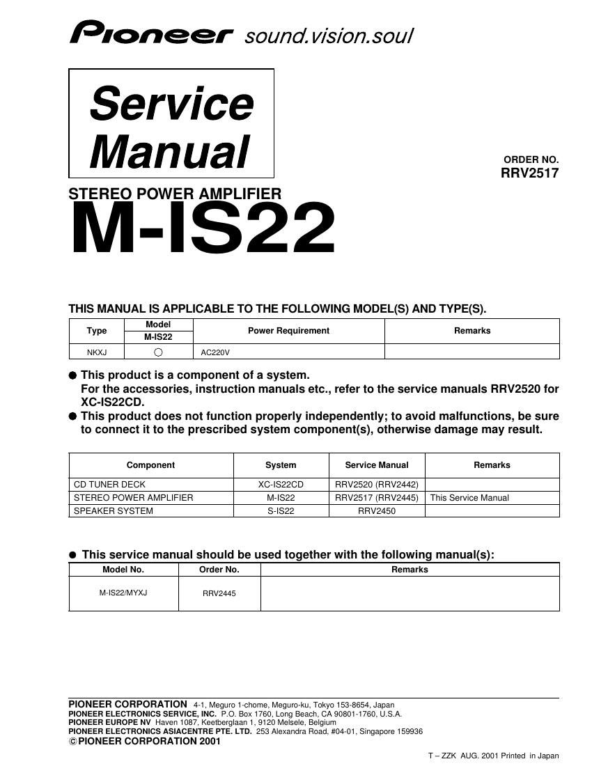 pioneer mis 22 service manual