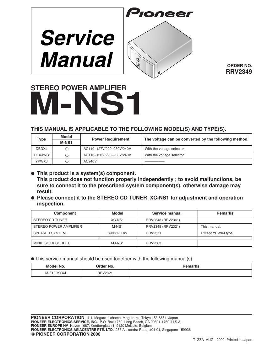 pioneer m ns1 service manual