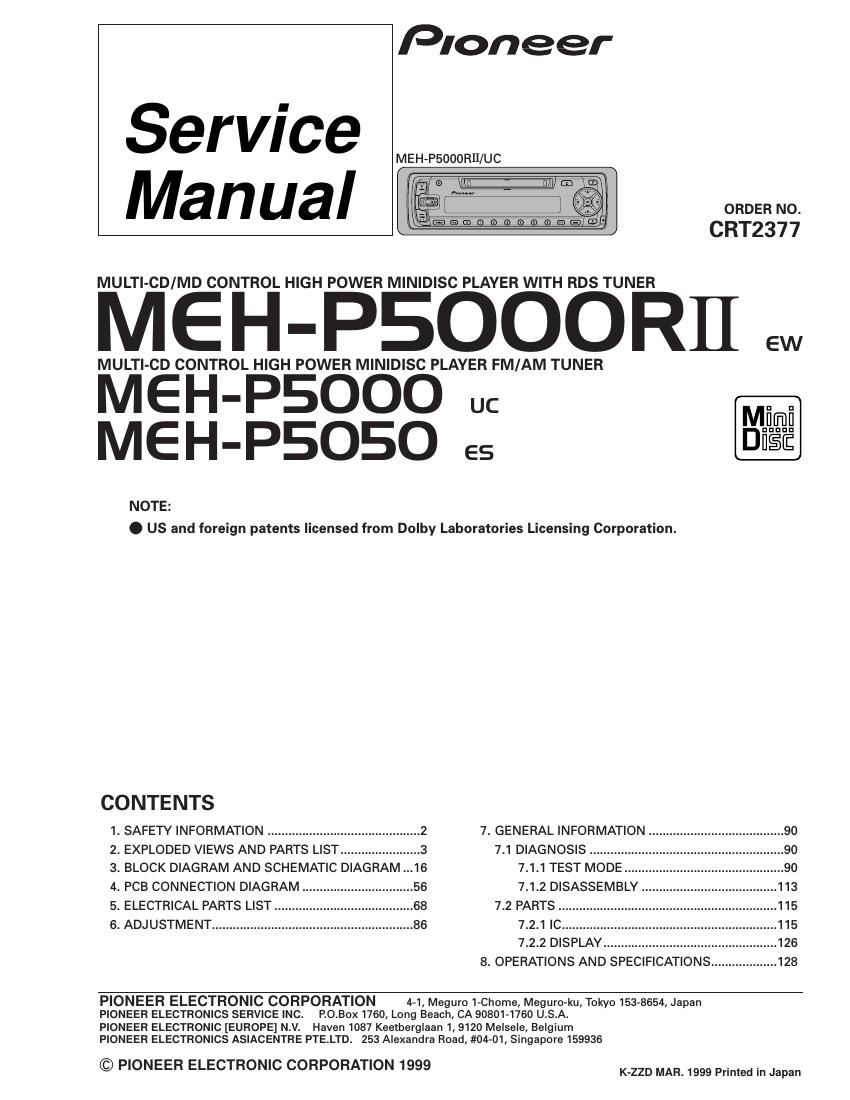 pioneer mehp 5000 r mk2 service manual