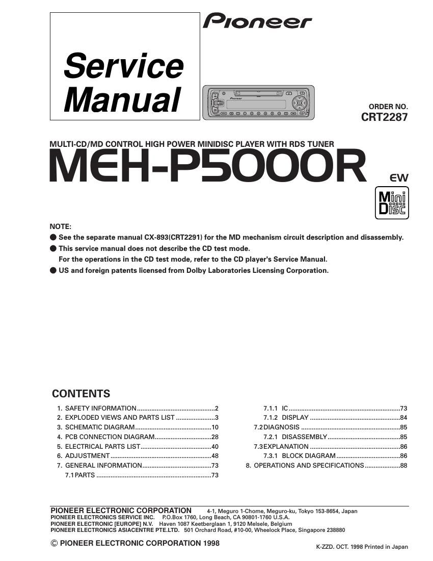 pioneer mehp 5000 r service manual