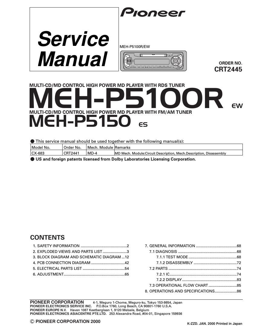 pioneer mehp 5100 r service manual