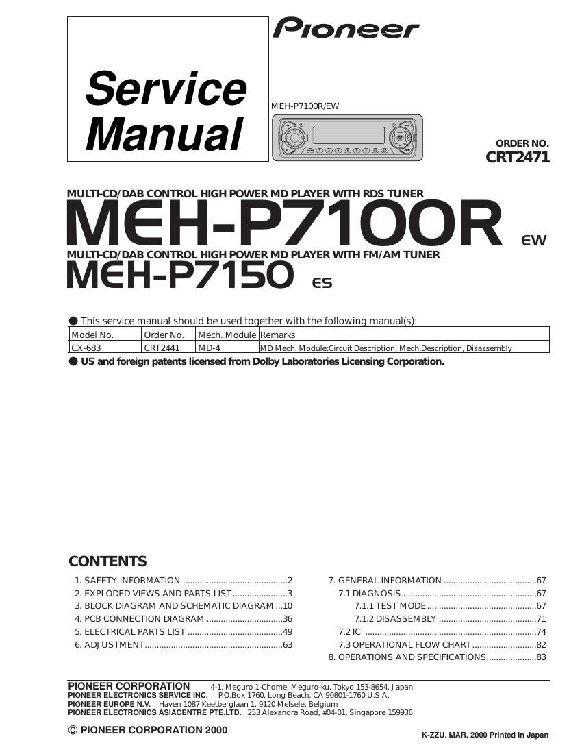 pioneer mehp 7100 r service manual
