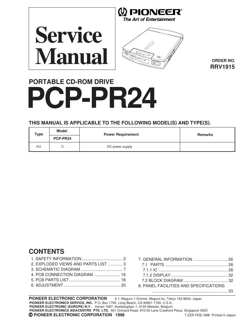 pioneer pcp pr24 service manual
