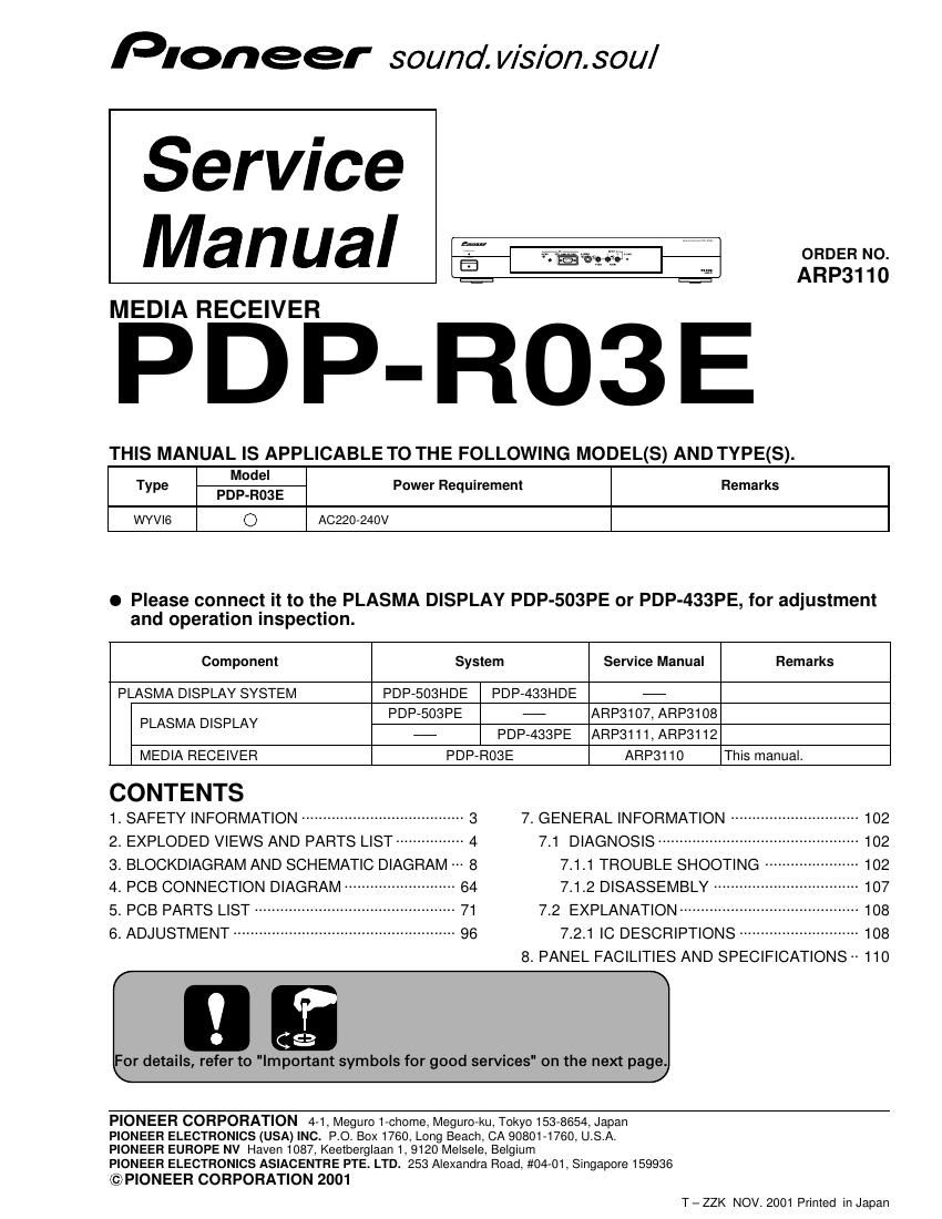 pioneer pdpr 03 e service manual