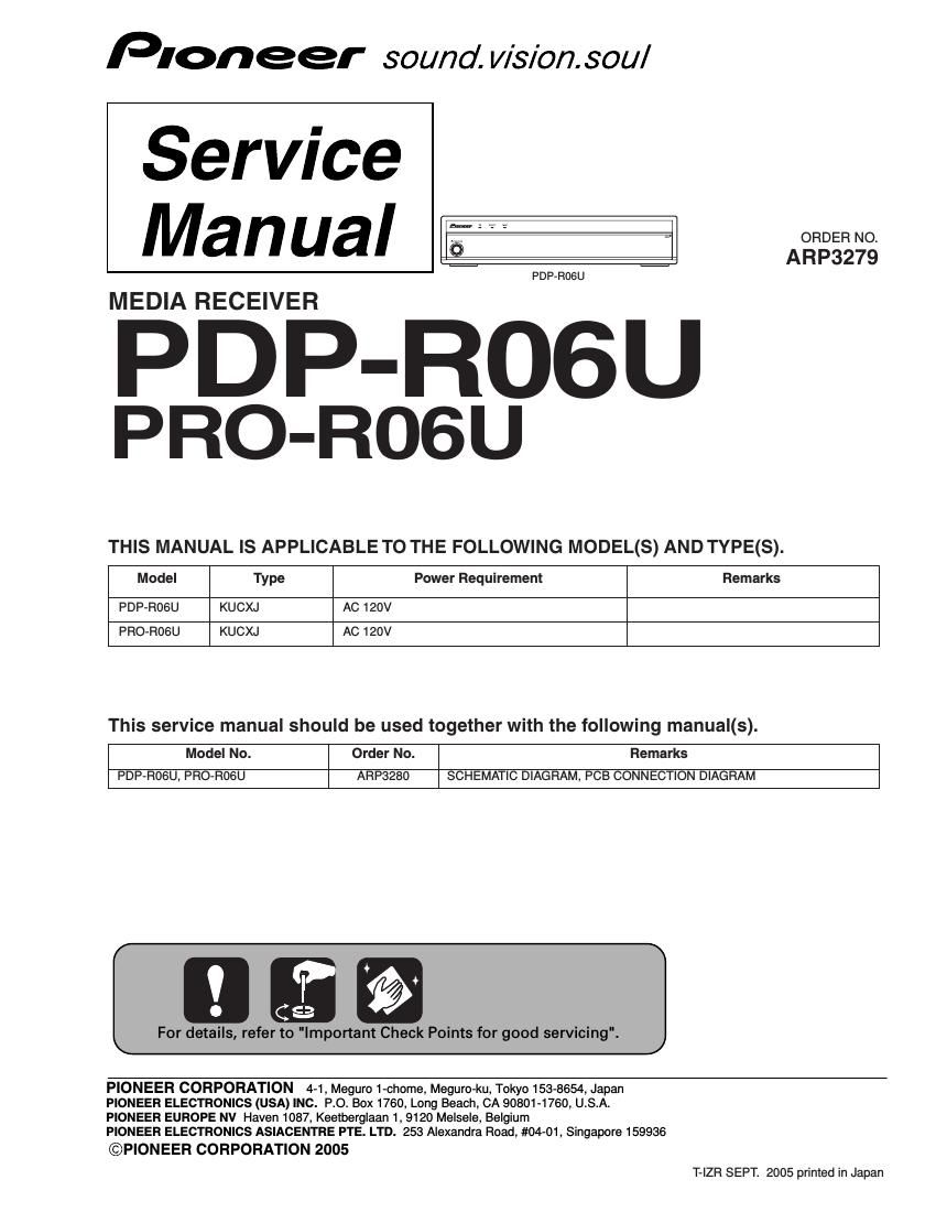 pioneer pdpr 06 u service manual