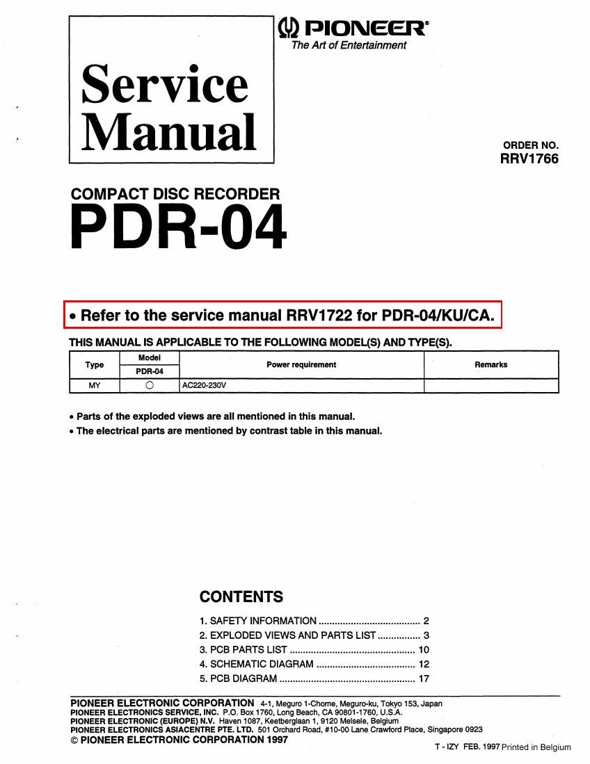 pioneer pdr 04 service manual