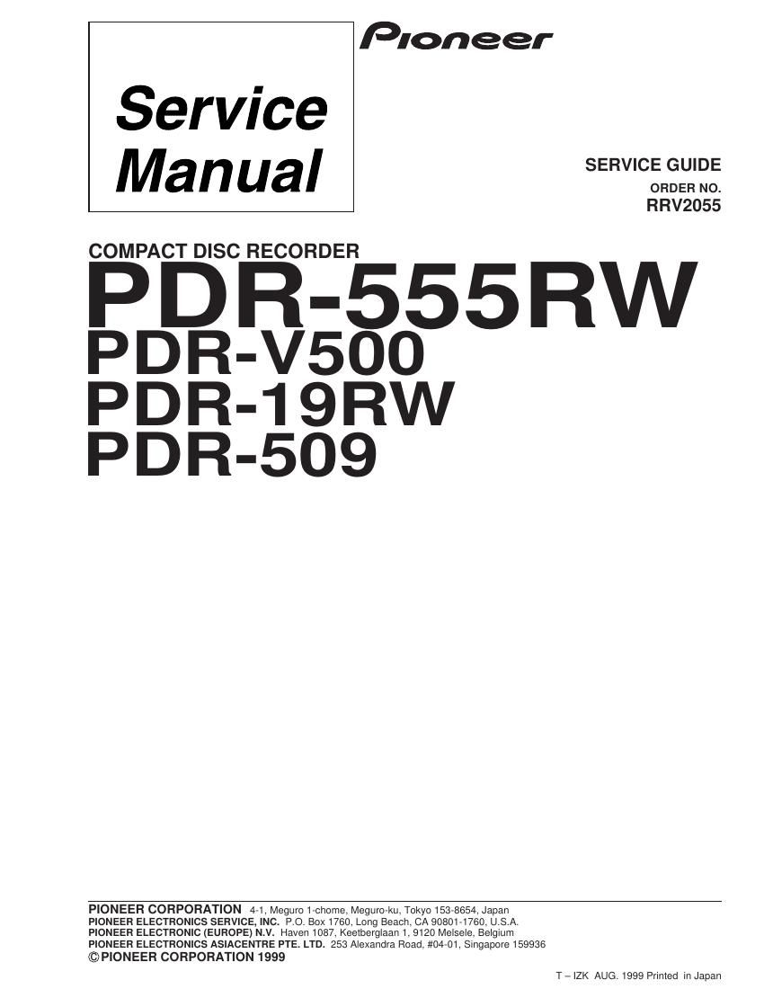 pioneer pdr 19 rw service manual
