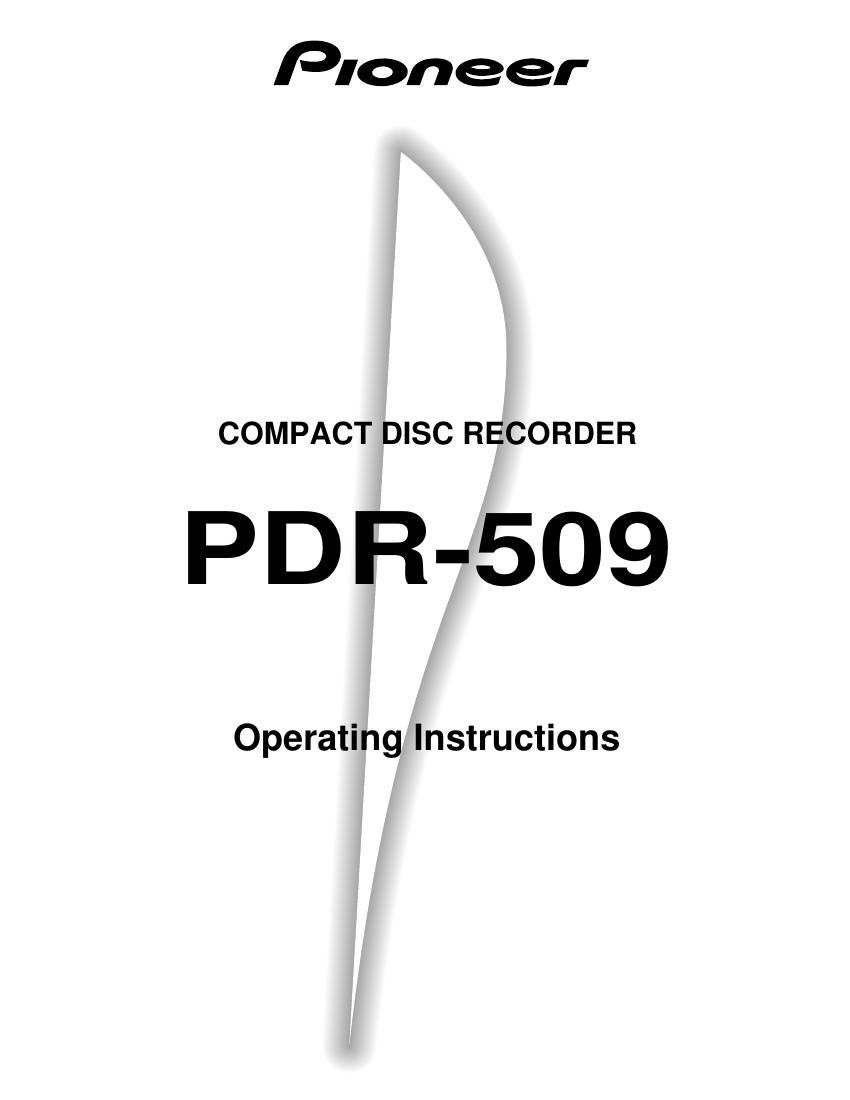 pioneer pdr 509 owners manual