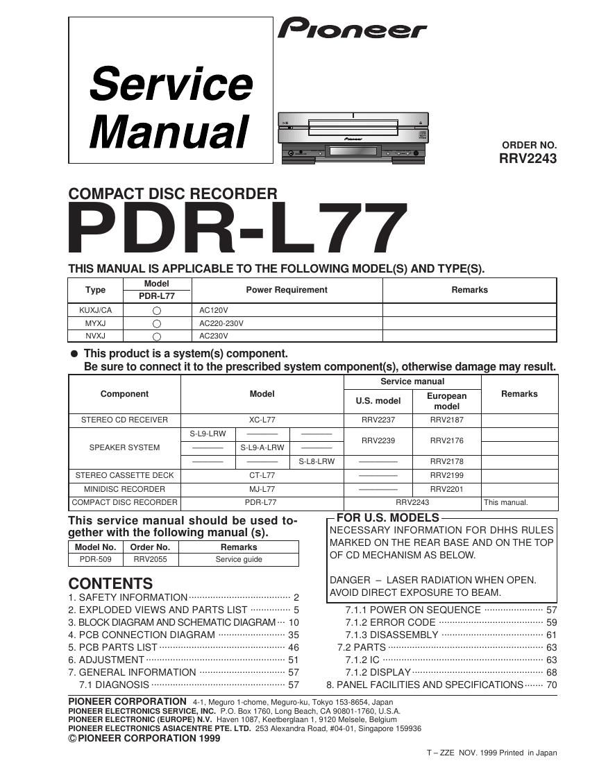 pioneer pdrl 77 service manual