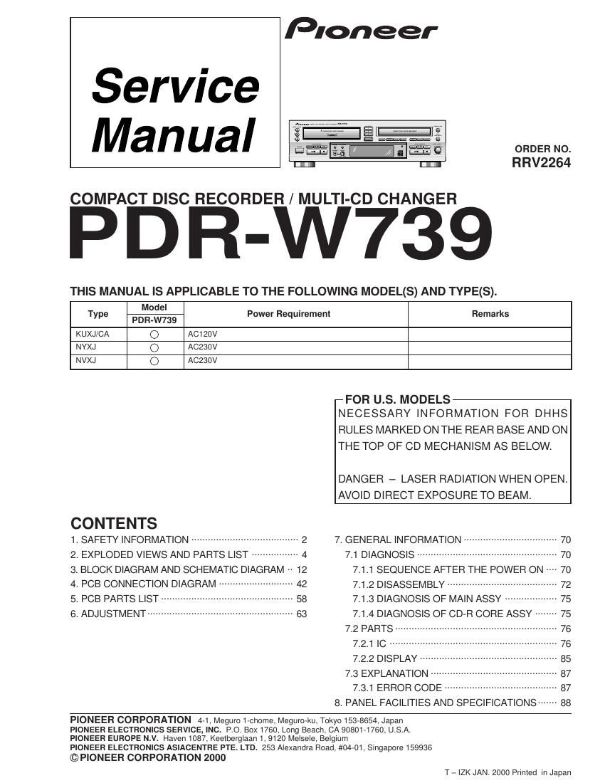pioneer pdrw 739 service manual