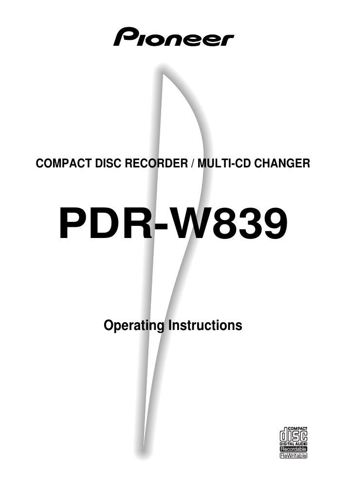 pioneer pdrw 839 owners manual