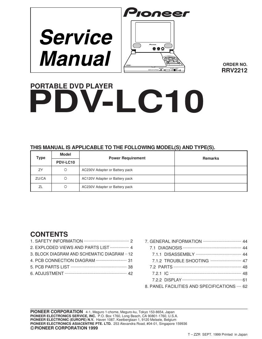 pioneer pdvlc 10 service manual