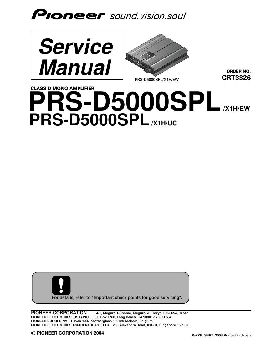 pioneer prsd 5000 spl service manual