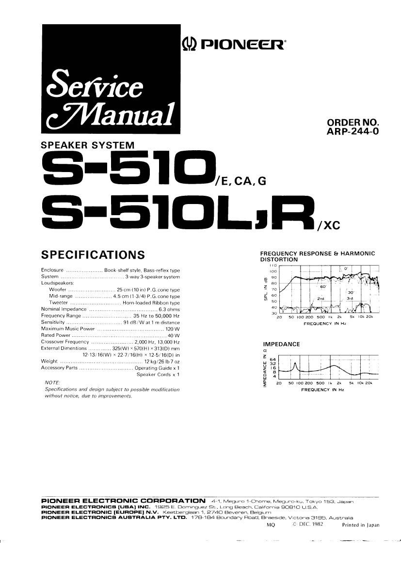 pioneer s 510 service manual