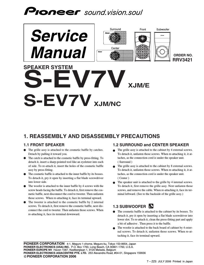 pioneer sev 7 v service manual