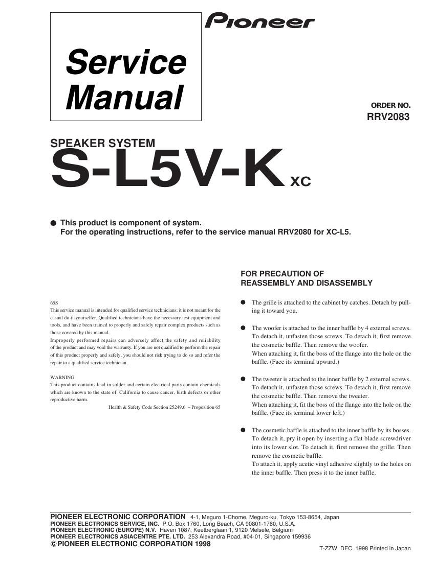 pioneer sl 5 vk service manual