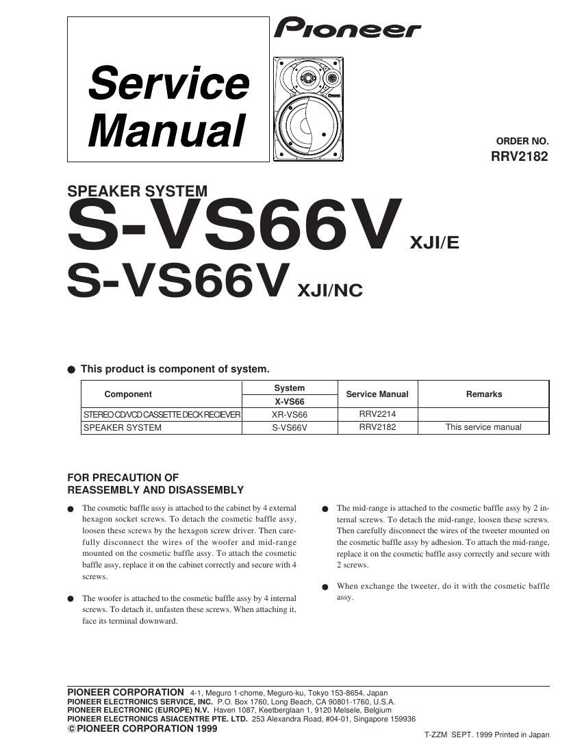 pioneer svs 66 v service manual
