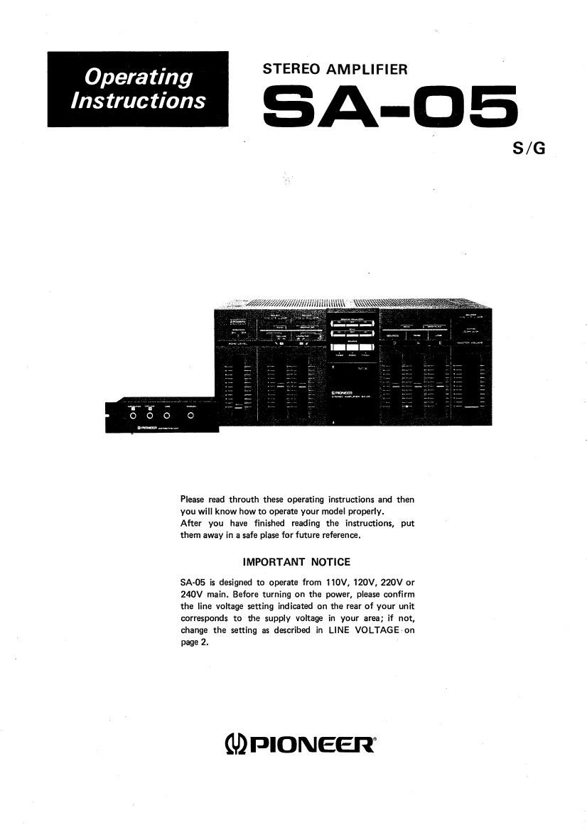 pioneer sa 05 owners manual