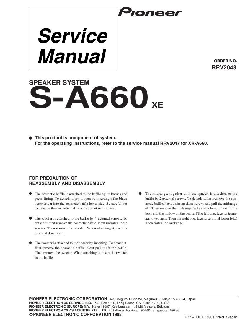 pioneer sa 660 service manual