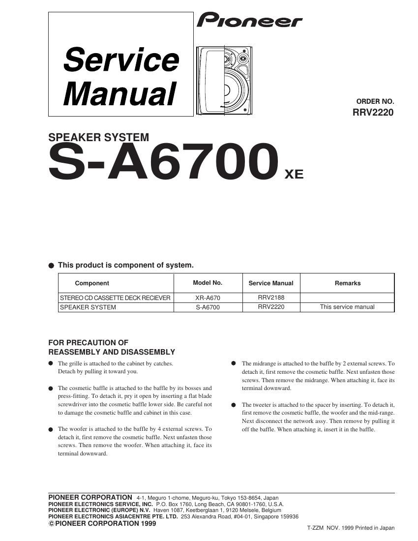 pioneer sa 6700 service manual