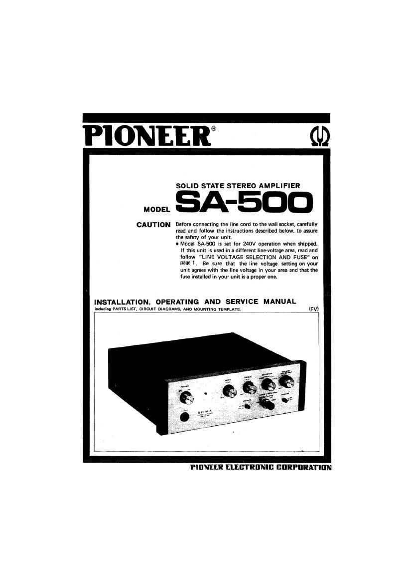 Pioneer SA 500 Service Manual
