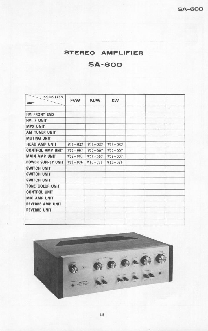 Pioneer SA 600 Schematic