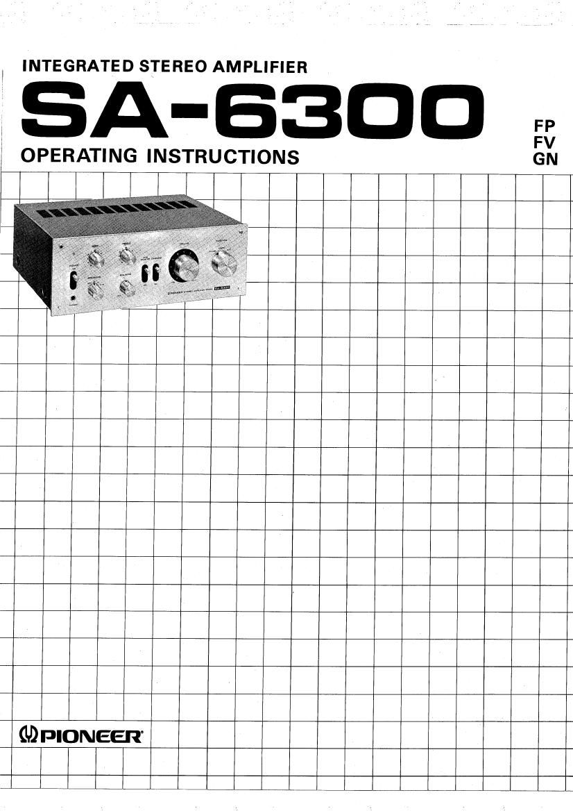 Pioneer SA 6300 Owners Manual
