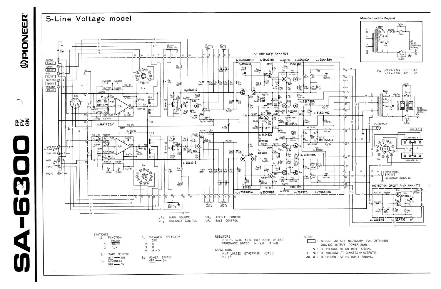 Pioneer SA 6300 Schematic