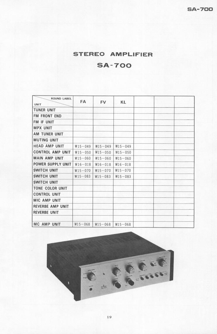 Pioneer SA 700 Schematic