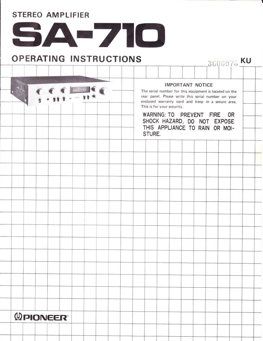 Pioneer SA 710 Owners Manual