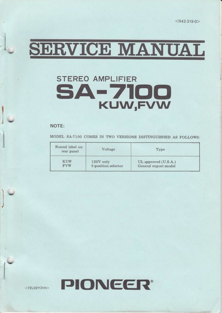 Pioneer SA 7100 Service Manual
