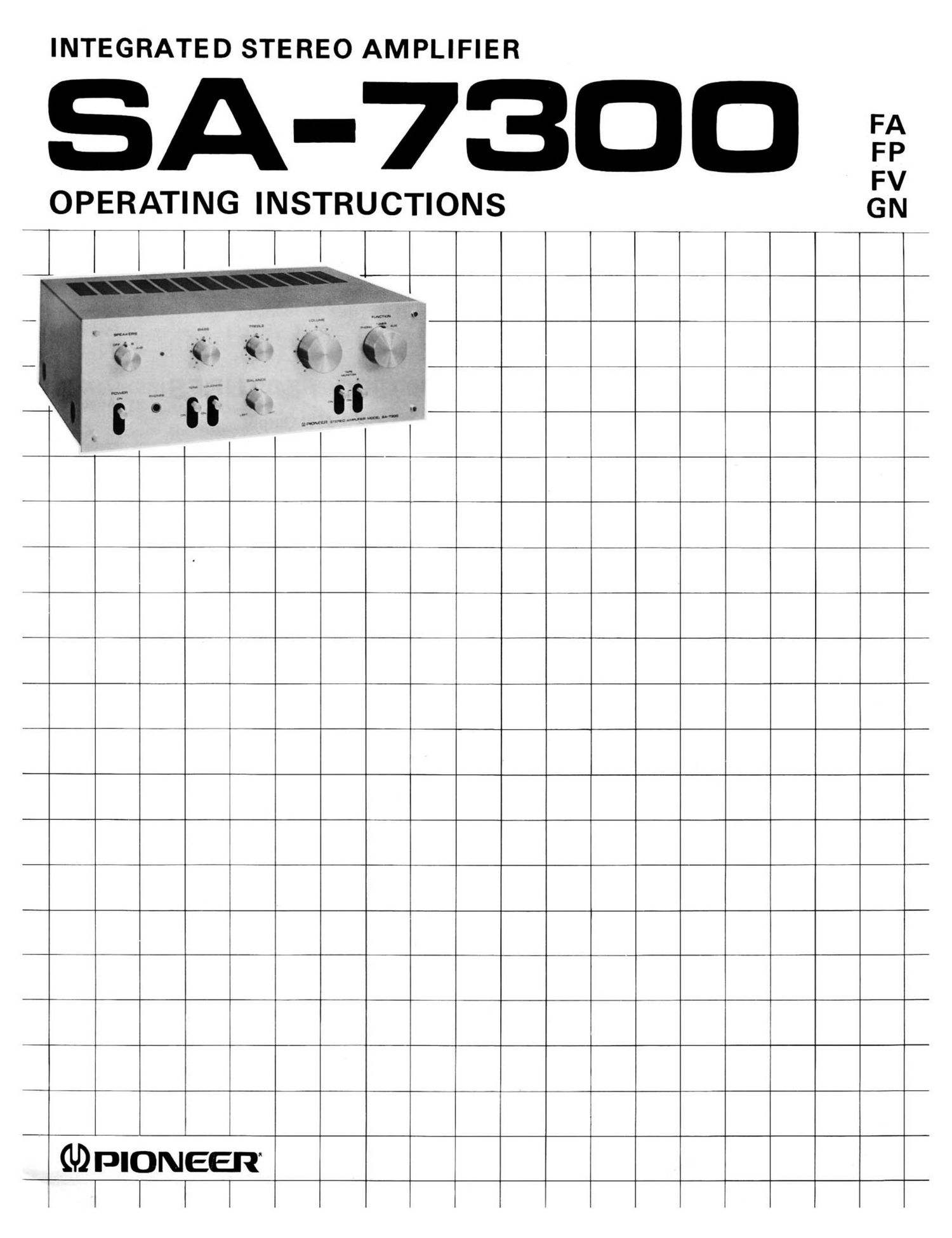 Pioneer SA 7300 Owners Manual